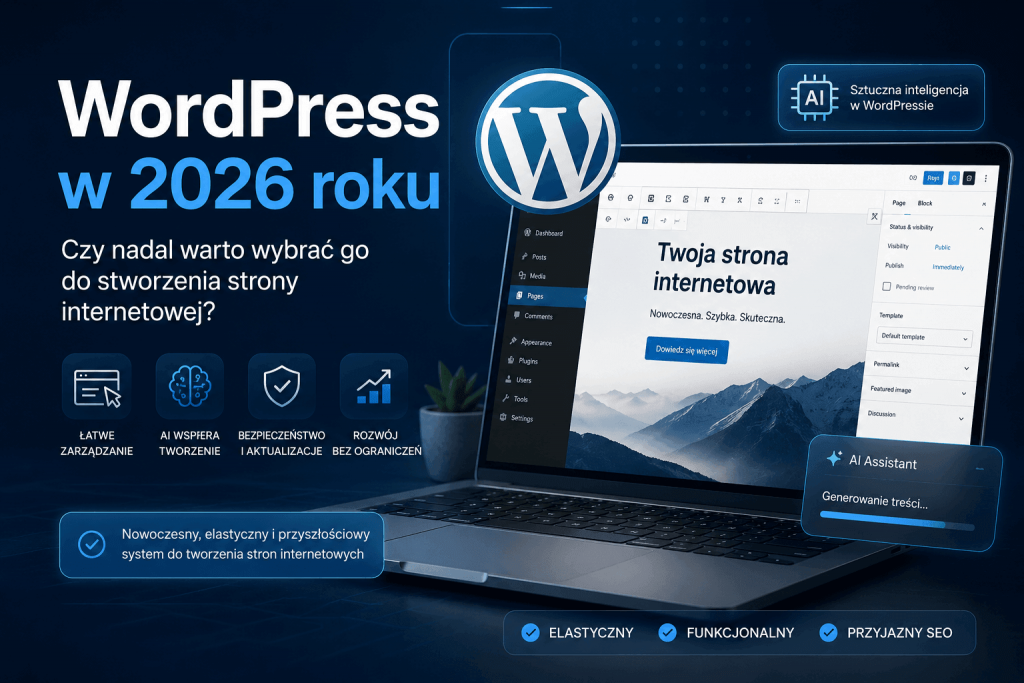 Laptop z otwartą stroną WordPress